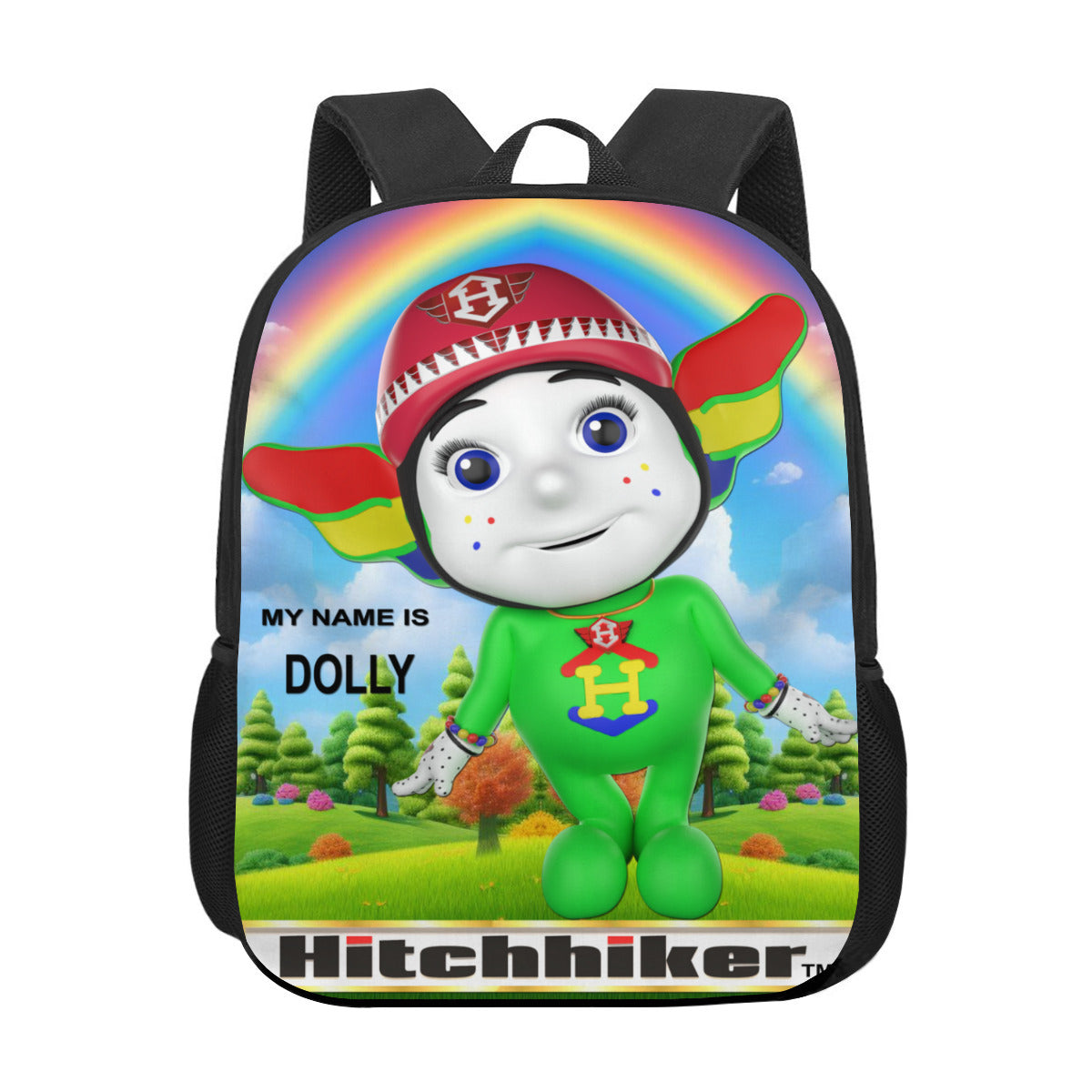 Dolly Hitchhiker Posing in The Park Personalised Children School Bag | Polyester