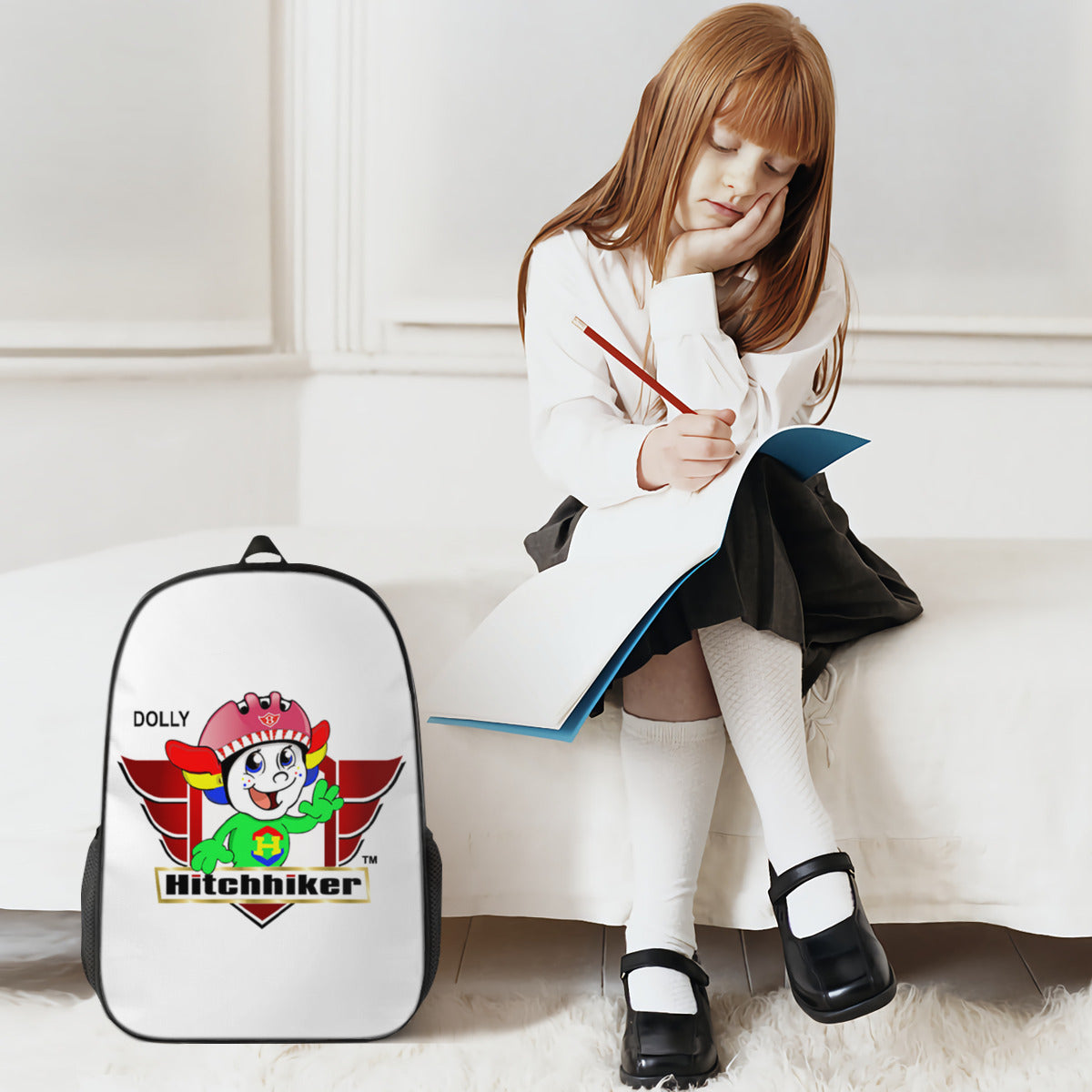 Lily Waving in Logo Lightweight Casual Backpack+Insulated Lunch Bag+Pencil Case Combo Series | Oxford Cloth