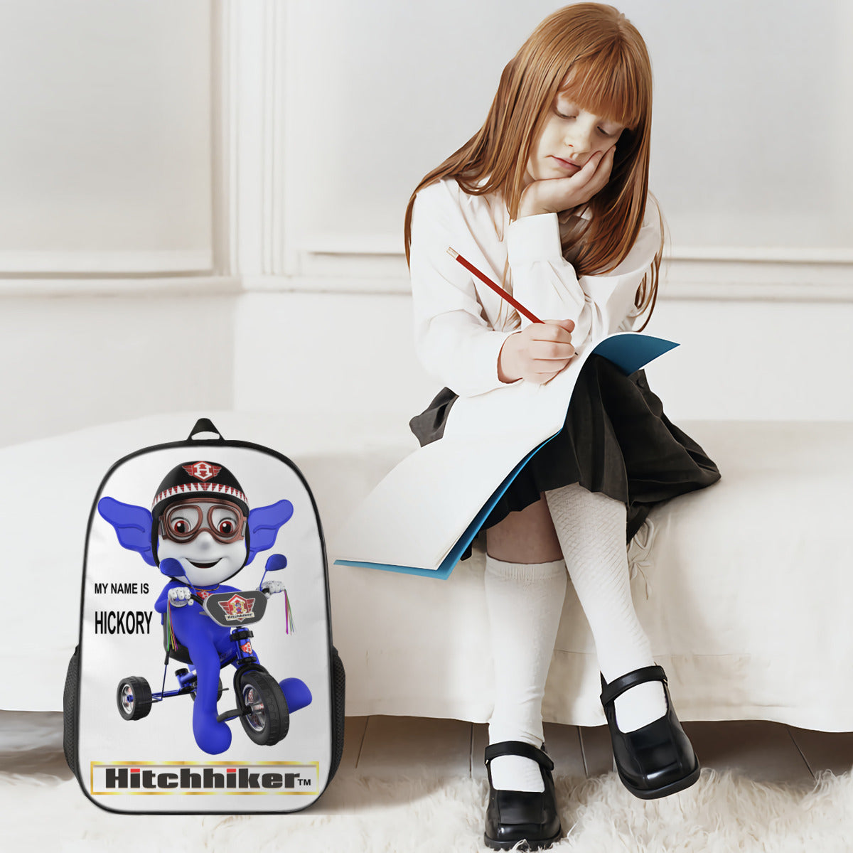 HICKORY RIDING HIS TRIKE Customized Simple casual school bag ｜Polyester