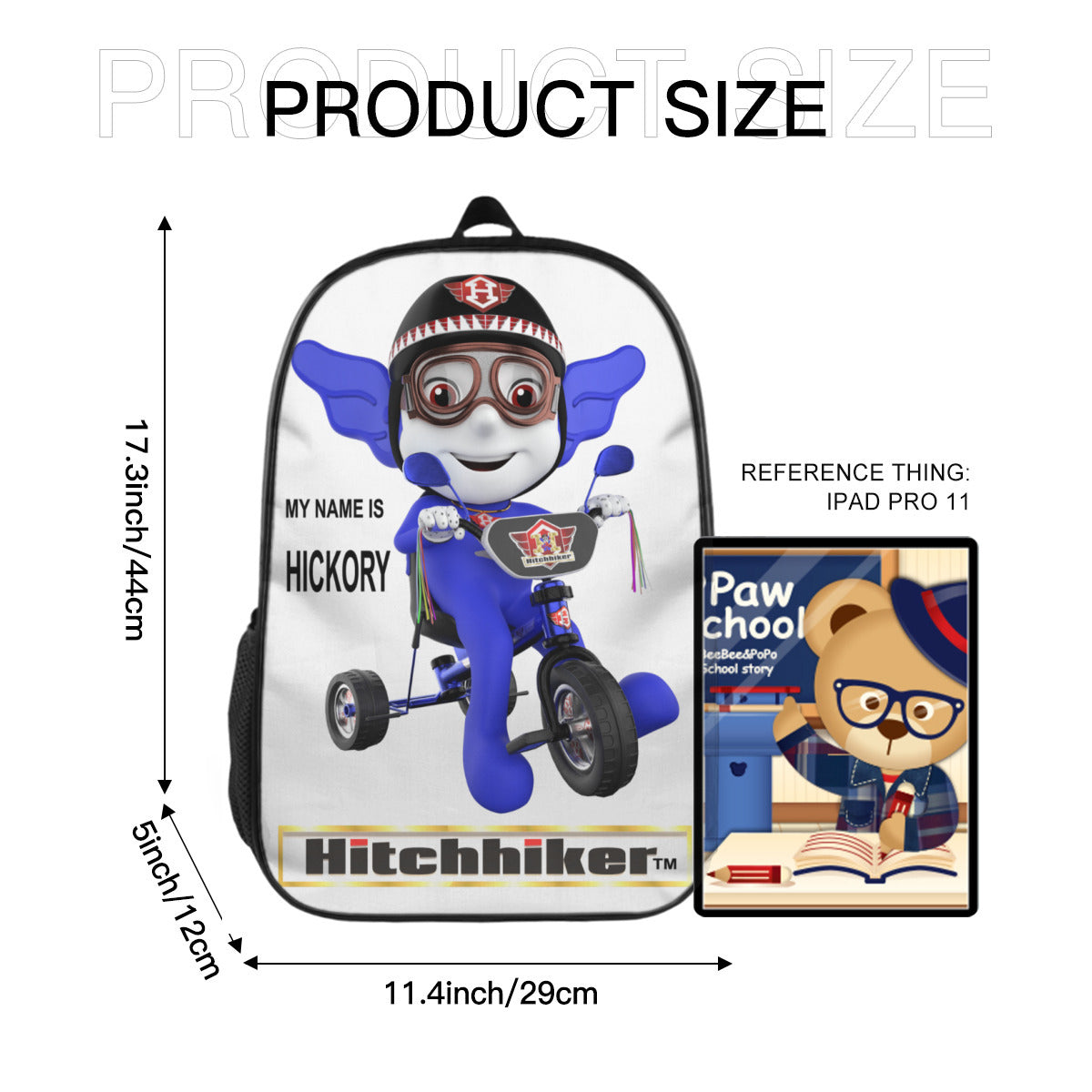 HICKORY RIDING HIS TRIKE Customized Simple casual school bag ｜Polyester