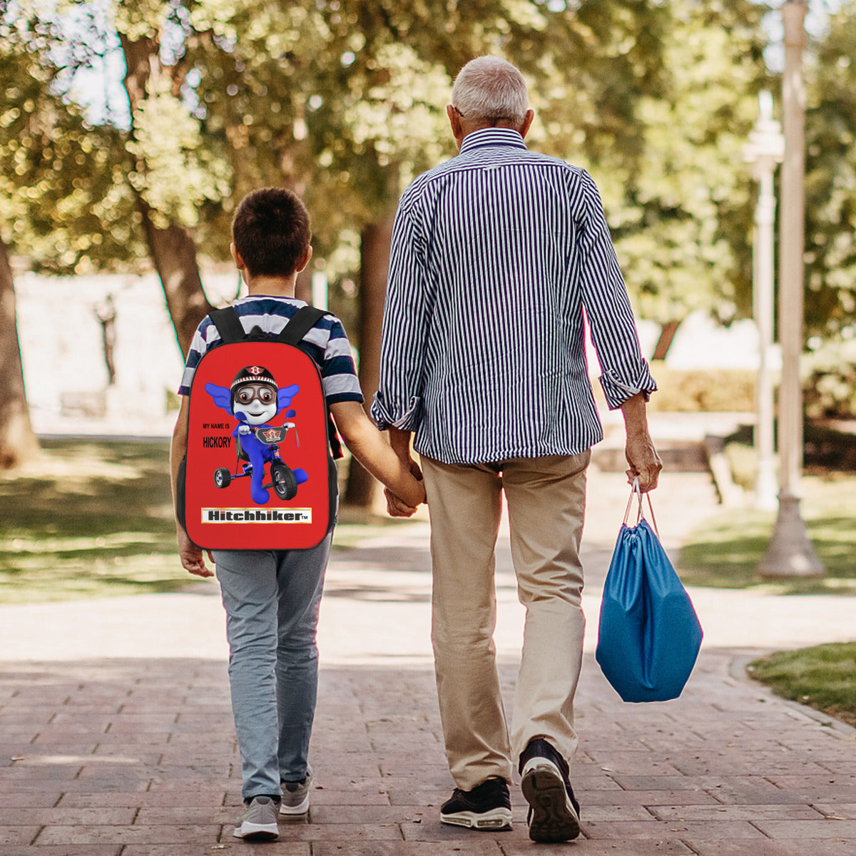 HICKORY RIDING HIS TRIKE Customized Simple School Bag | Polyester