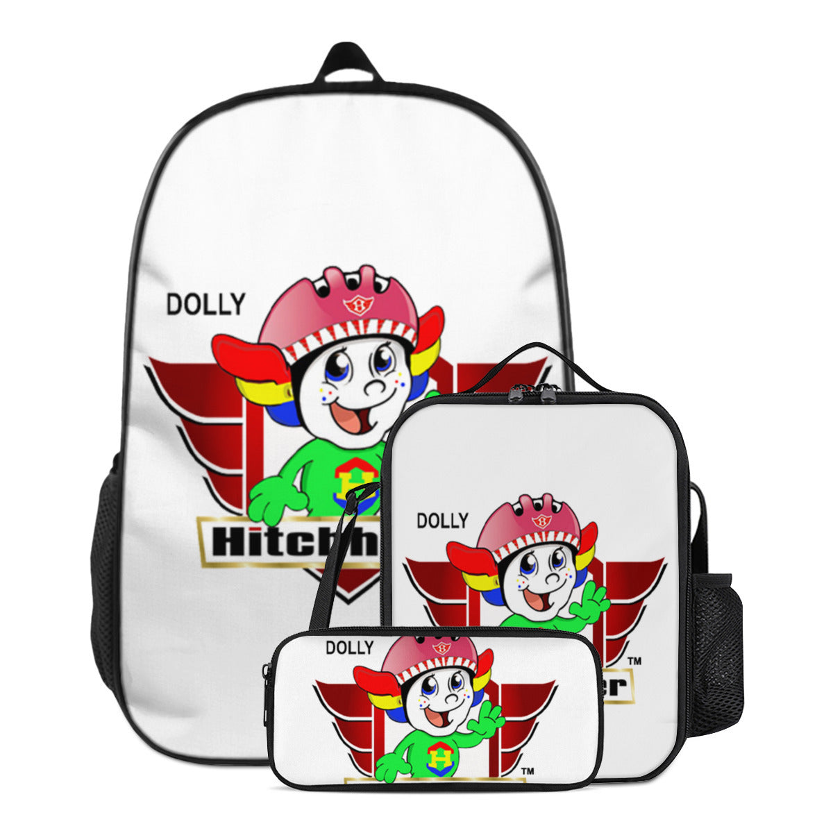 Lily Waving in Logo Lightweight Casual Backpack+Insulated Lunch Bag+Pencil Case Combo Series | Oxford Cloth