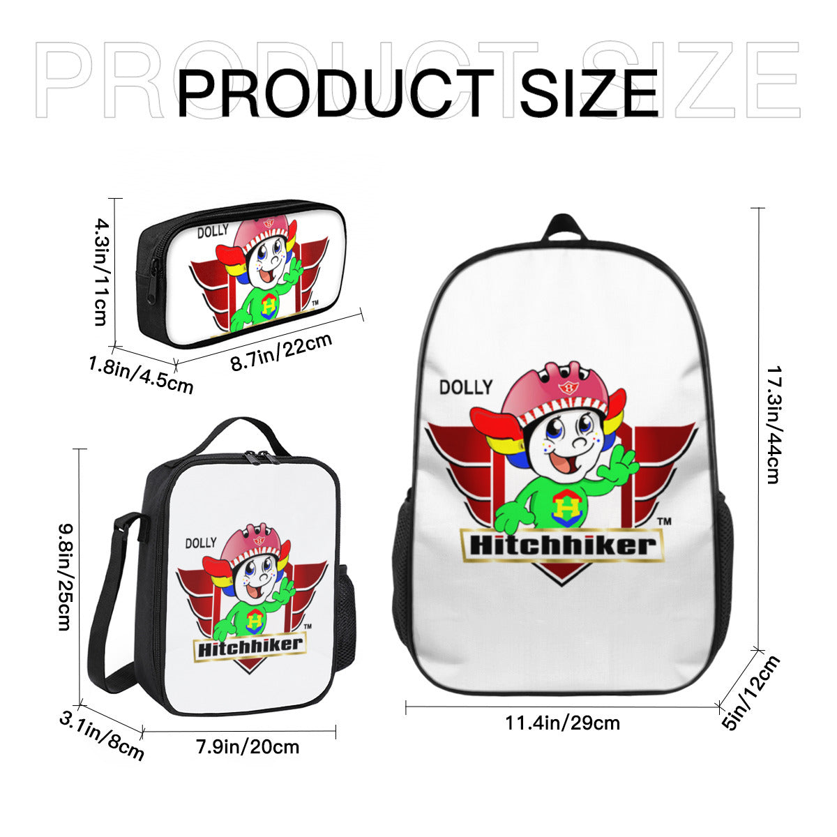 Lily Waving in Logo Lightweight Casual Backpack+Insulated Lunch Bag+Pencil Case Combo Series | Oxford Cloth