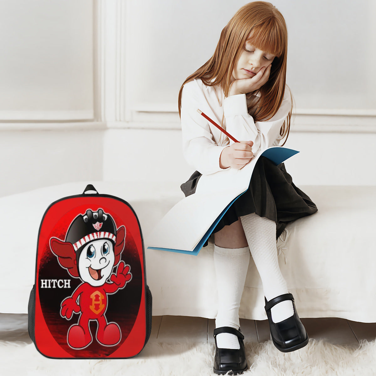 HITCH OVEL SHAPE Customized Simple casual school bag ｜Polyester